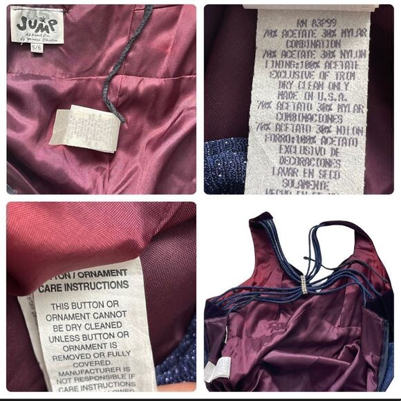 JUMP Apparel Blue Velvet & Metallic Long Gown Sz 6 - Picture 15 of 15